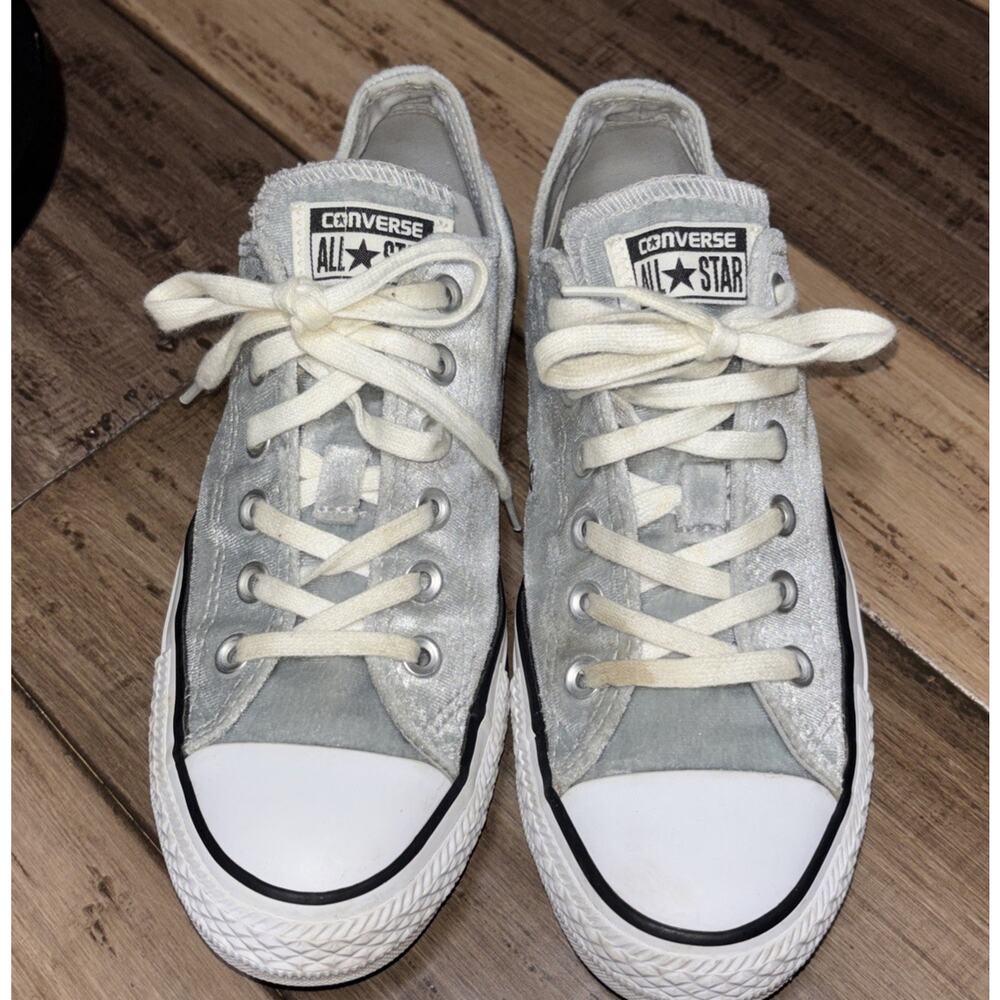 Converse All Star Light Blue Velvet Velor Low Top Sneakers Women's Size 8 Shoes